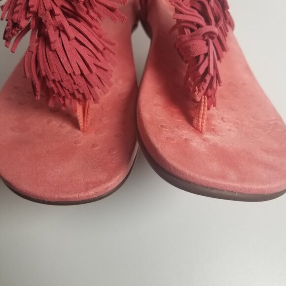 Vionic Sosha Pom Pom Fringe Women's Pink Thong Sandals Sz 7 - Picture 4 of 13